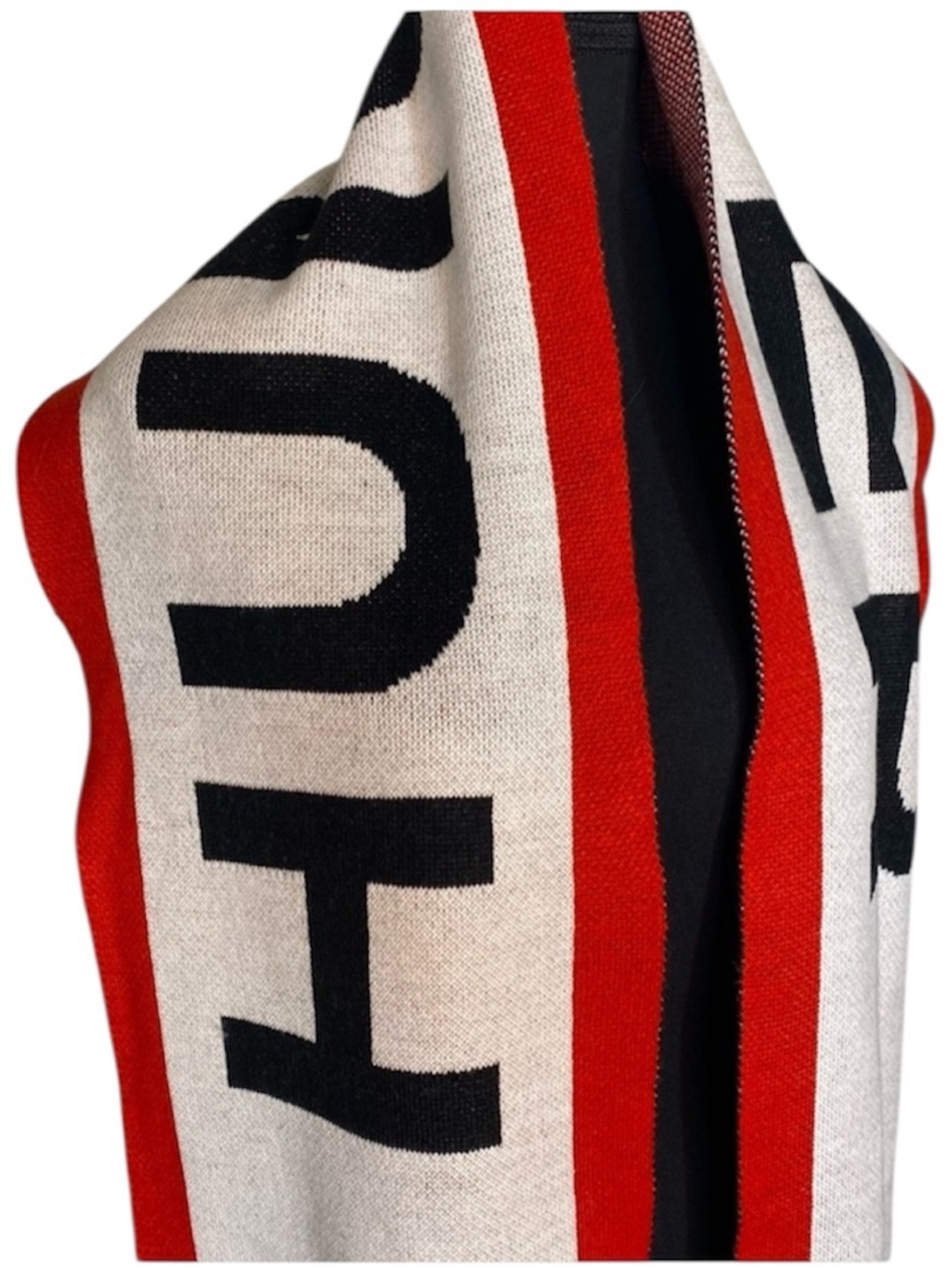 HUNTER New Red White Black Logo Knit Scarf Rectangle